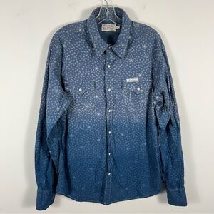 True Religion XXL Men’s Pearl Snap Western Shirt - Blue Gradient Ombre❤️
